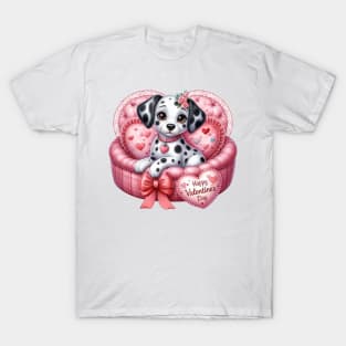 Valentine Dalmatian Dog in Bed T-Shirt